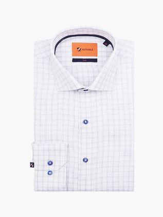 Suitable Skjorte Twill Rutete Blå