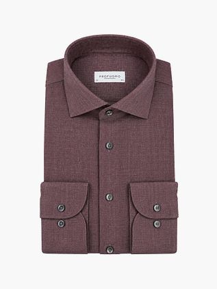 Profuomo Overhemd Brushed Twill Aubergine