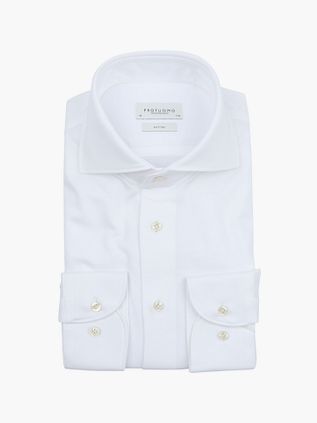 Profuomo Strikket Skjorte Hvid