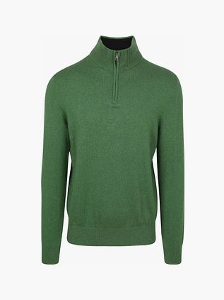 Steppin' Out Halv Lynlås Trøje i Bomuld og Kashmir Grøn