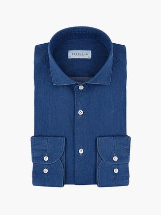 Profuomo Jeans Twill Hemd Indigo