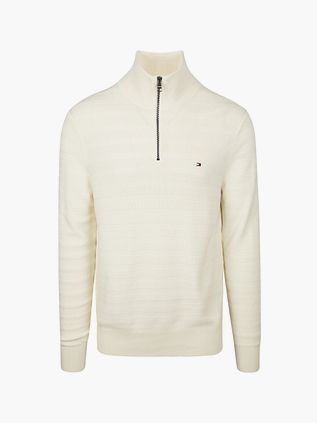 Tommy Hilfiger sweter z półzamkiem strukturalny, ecru