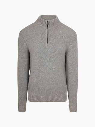 Suitable Halv lynlås Pullover i Kogt Uld Grå