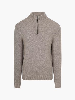 Suitable Halv lynlås Pullover i kogt uld, Taupe