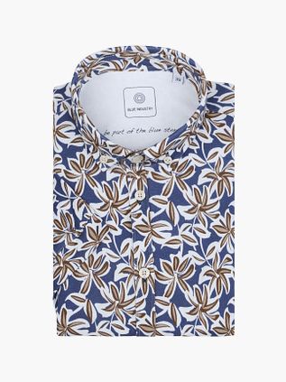 Blue Industry Kortærmet Skjorte med Mørkeblåt Print