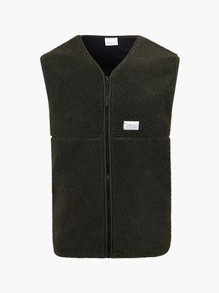 KnowledgeCotton Apparel Vest Teddy Fleece Mørkegrøn