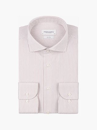 Profuomo Twill Skjorte Stribet Beige