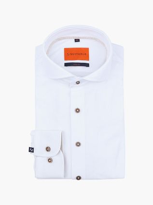 Suitable Fiskebensmønstret Skjorte Hvid