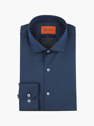 Suitable Shirt Extra Long Sleeves Jacquard Navy