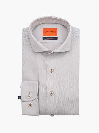 Suitable Skjorte Jacquard Luxe Beige