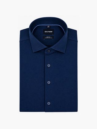 Olymp Japanese Knitted Skjorte Twill Navy