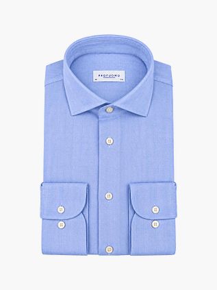 Profuomo Chemise Brushed Herringbone Bleu clair