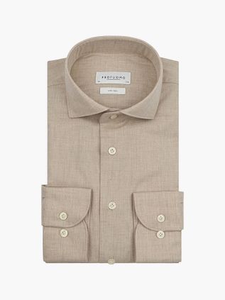 Profuomo Hemd Peached Twill Beige Slim-Fit