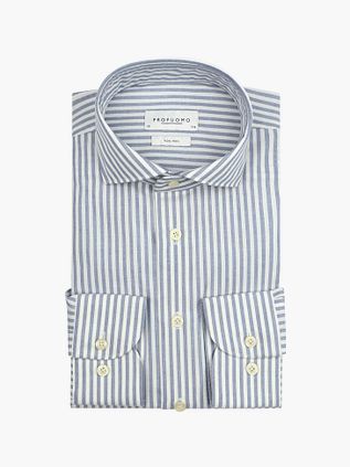 Profuomo Skjorte Flannel Peached Striber Blå