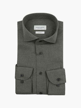 Profuomo Skjorte Flannel Peached Twill Grøn