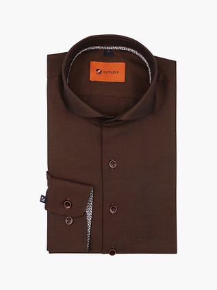 Suitable Camicia Twill Marrone