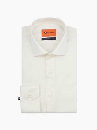 Suitable Skjorte Ekstra Lange Ærmer Twill Ecru