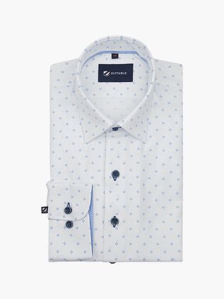 Suitable Skjorte Oxford Print Hvid