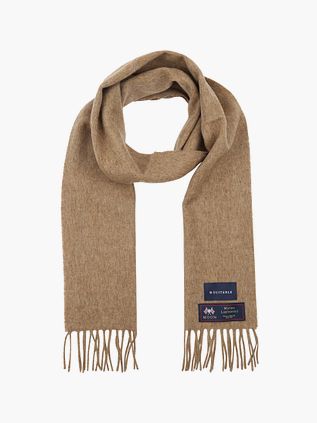 Suitable Tørklæde Rutet Merinould Beige