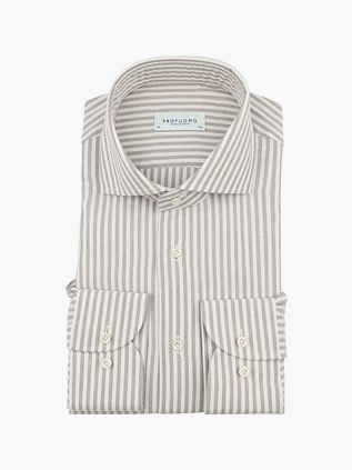 Profuomo Skjorte Stribet Cutaway Beige