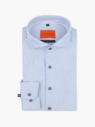 Suitable Herringbone Skjorte Lyseblå
