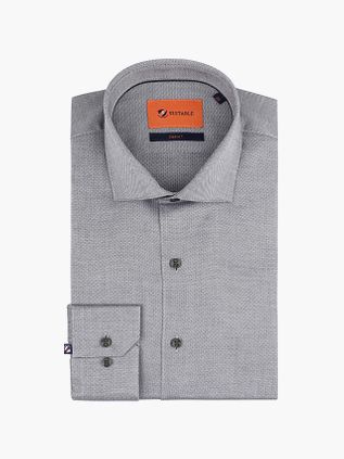 Suitable Shirt Extra Long Sleeves Dobby Point Grey