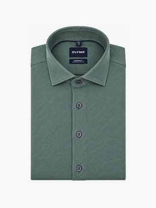 Olymp Japanese Knitted Overhemd Twill Groen