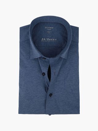 OLYMP Luxor Jersey Stretch Skjorte 24/Seven Mørkeblå