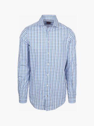 Steppin' Out Extra Lange Mouwen Overhemd Ruit Blauw