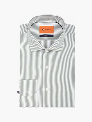 Suitable Twill Shirt Extra Long Sleeves Stripe Green