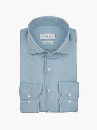 Profuomo Camicia Twill Denim Azzurro