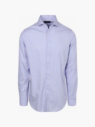 Steppin' Out Overhemd Twill Streep Lichtblauw Rood