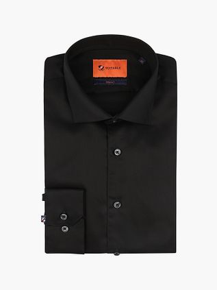 Suitable Koszula z extra długimi rękawami Twill Czarna