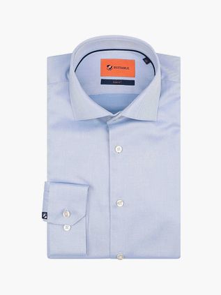 Suitable Skjorte Twill Ærme 7 Lyseblå