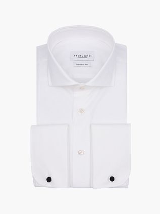 Koszula Profuomo slim fit z kołnierzykiem cutaway i podwójnymi mankietami, złamana bi