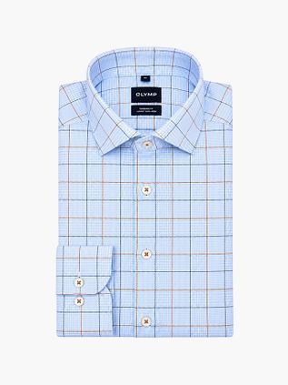 Olymp Luxor Overhemd Multicheck Blauw