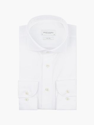 Profuomo Koszula twill z extra długimi rękawami biała