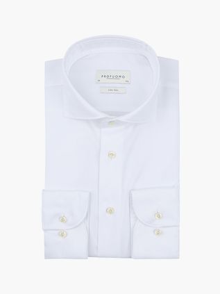Profuomo Twill Skjorte Ekstra Lange Ærmer Hvid