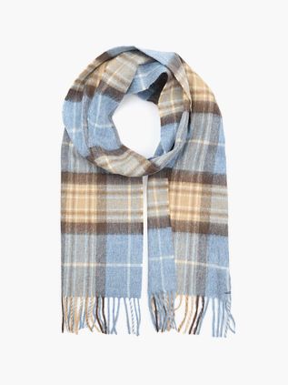 Suitable Sjaal Ruit Merino Wol Beige Blauw