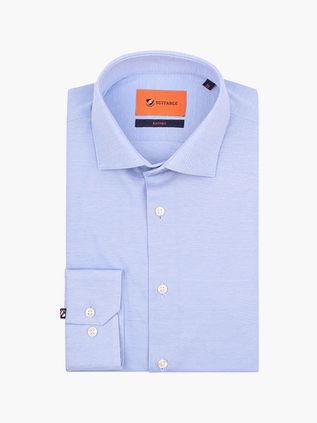 Suitable Skjorte Strikket Piqué Lyseblå