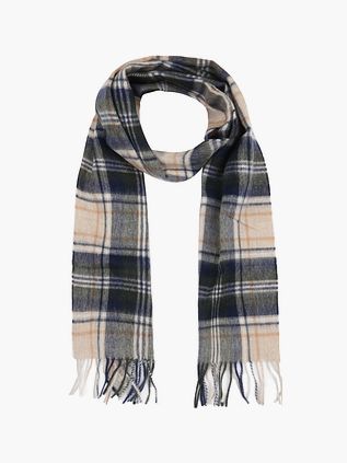 Barbour szalik z mieszanki wełny Tartan beżowy