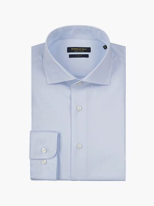 Camisa Steppin' Out Slim Fit de twill azul claro