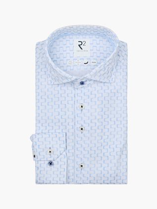 R2 Hemd Sorona Print Lichtblauw