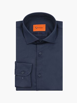 Suitable Satin Camicia Elegante Marine