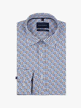 Suitable Skjorte Konstruksjonsutskrift Blå