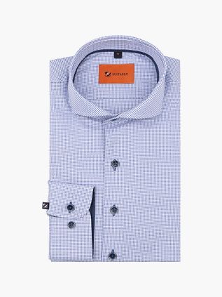 Suitable Twill Skjorte Med Mønster Lyseblå