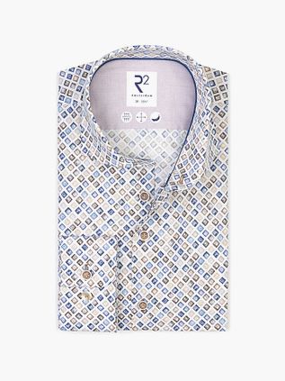 R2 Chemise Manches Longues Imprimé Tableau de Bord Gris