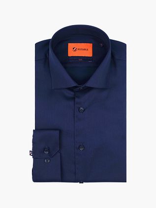 Suitable Skjorte Navy Blå Twill DR-05