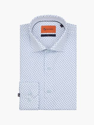 Suitable Skjorte Twill Mønster Lyseblå