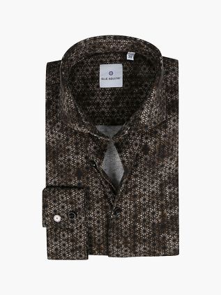 Blue Industry Skjorte Blomst Mørkebrun